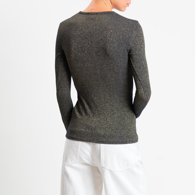 Zeroassoluto-T-shirt scollo v con lurex - blu