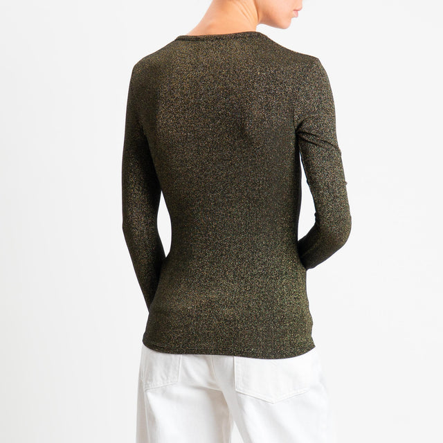 Zeroassoluto-T-shirt scollo v con lurex - nero