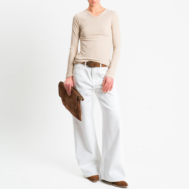 Zeroassoluto-T-shirt scollo v con lurex - oro