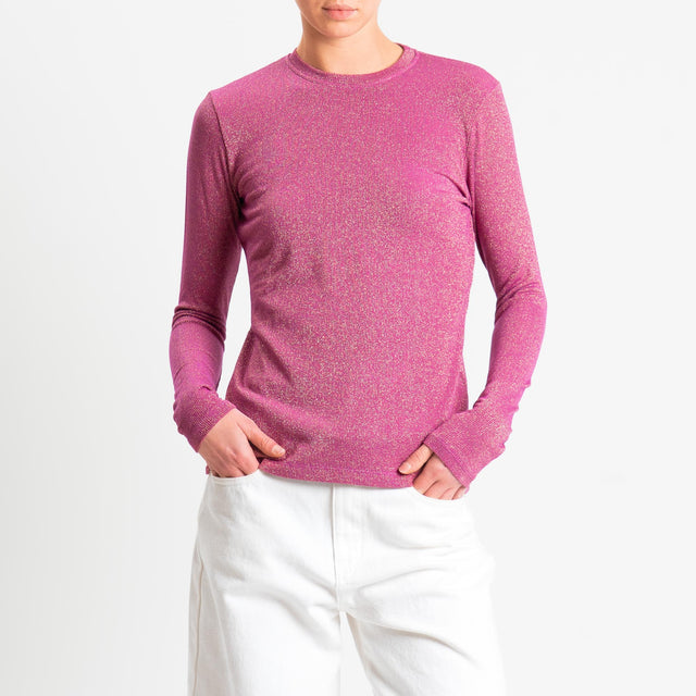 Zeroassoluto-T-shirt girocollo con lurex - ametista