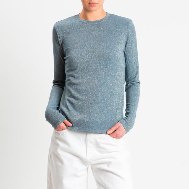 Zeroassoluto-T-shirt girocollo con lurex - avio