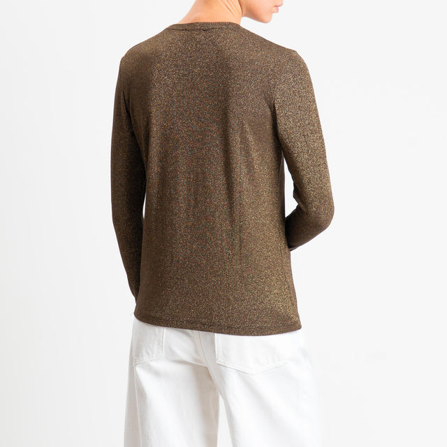 Zeroassoluto-T-shirt girocollo con lurex - moro