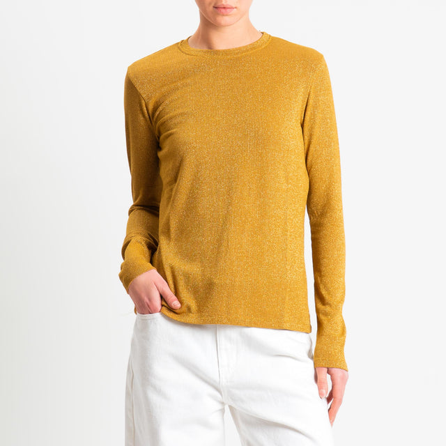 Zeroassoluto-T-shirt girocollo con lurex - Senape