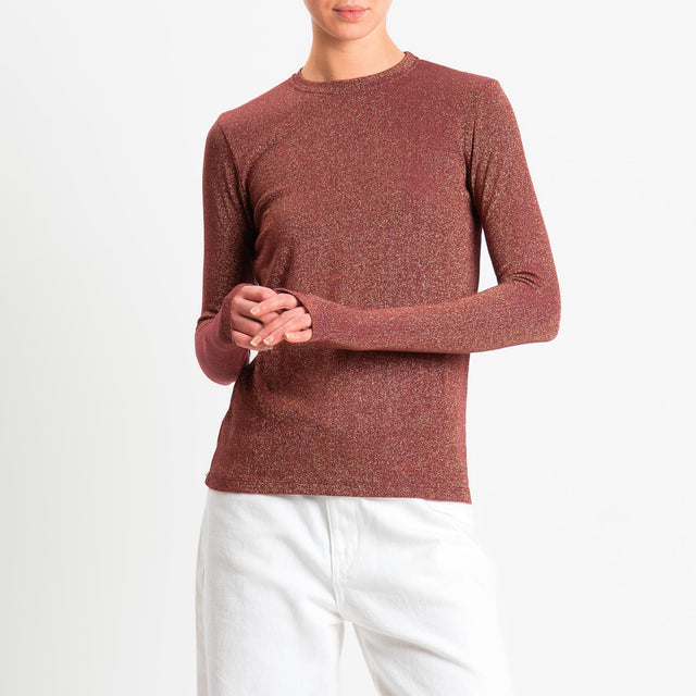 Zeroassoluto-T-shirt girocollo con lurex - vino