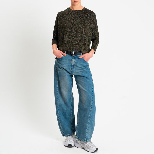 Zeroassoluto-T-shirt girocollo a scatola con lurex - nero