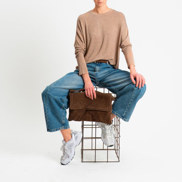 Zeroassoluto-T-shirt girocollo a scatola con lurex - rosa