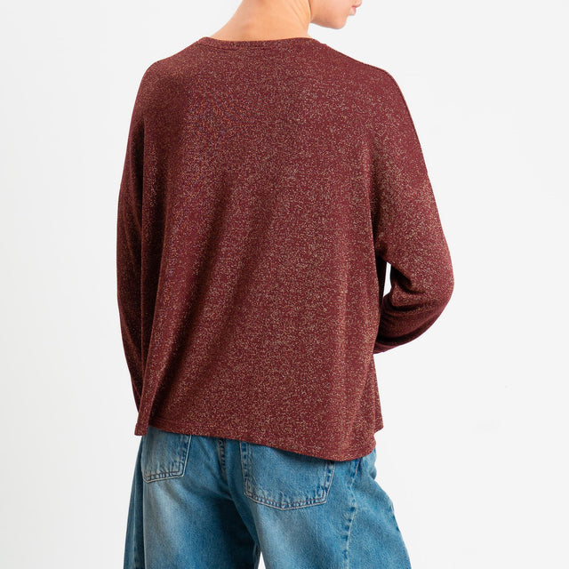 Zeroassoluto-T-shirt girocollo a scatola con lurex - vino