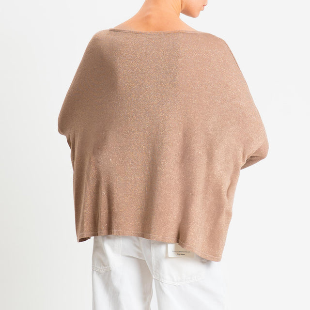 Zeroassoluto-T-shirt scollo barca scatola con lurex - rosa