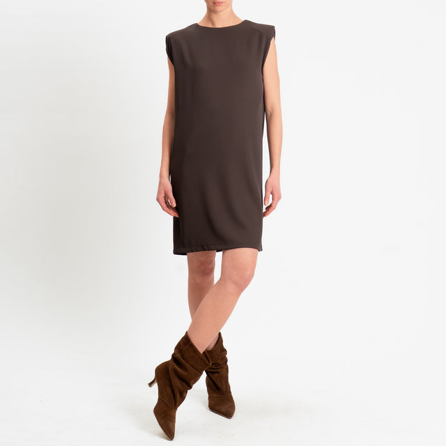 Zeroassoluto-Abito ALICE tessuto fluido con spalline - choco