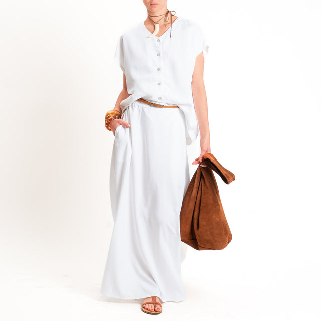 Zeroassoluto-Gonna ANIA ad a misto lino - bianco