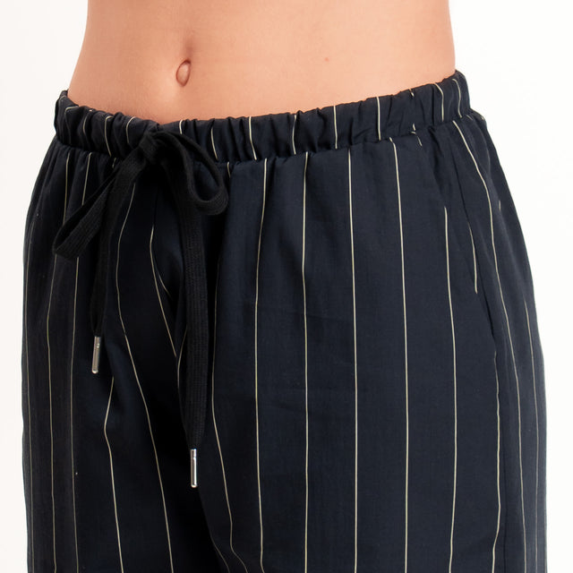Zeroassoluto-Pantalone BAYA con elastico fantasia - gessato nero/sand