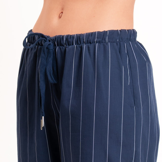Zeroassoluto-Pantalone BAYA con elastico fantasia - gessato blu/bianco