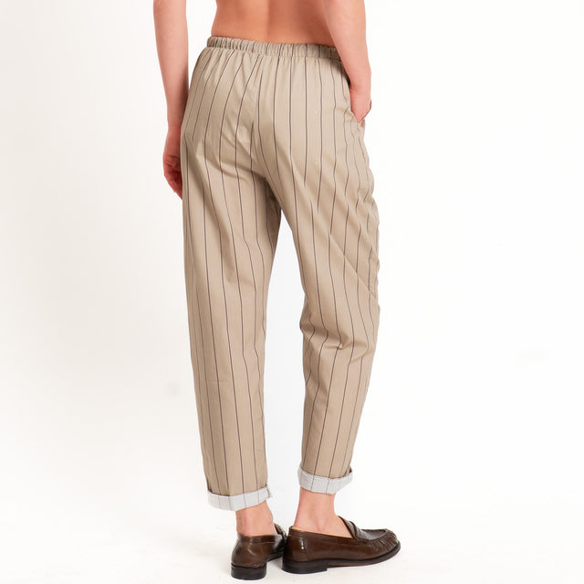 Zeroassoluto-Pantalone BAYA con elastico fantasia - gessato coloniale/moro