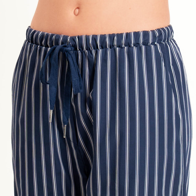 Zeroassoluto-Pantalone BAYA con elastico fantasia - righe blu/bianco