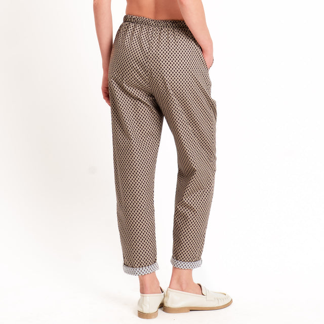 Zeroassoluto-Pantalone BAYA con elastico fantasia - rombi coloniale/moro