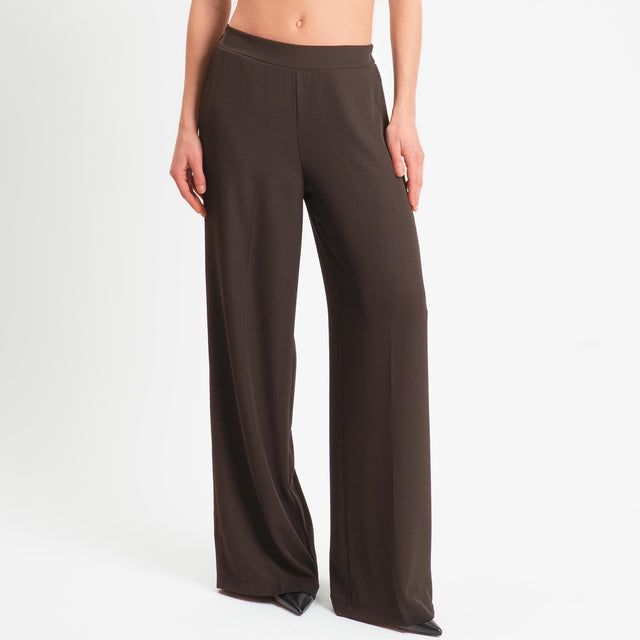 Zeroassoluto-Pantalone BELLE tessuto fluido - choco