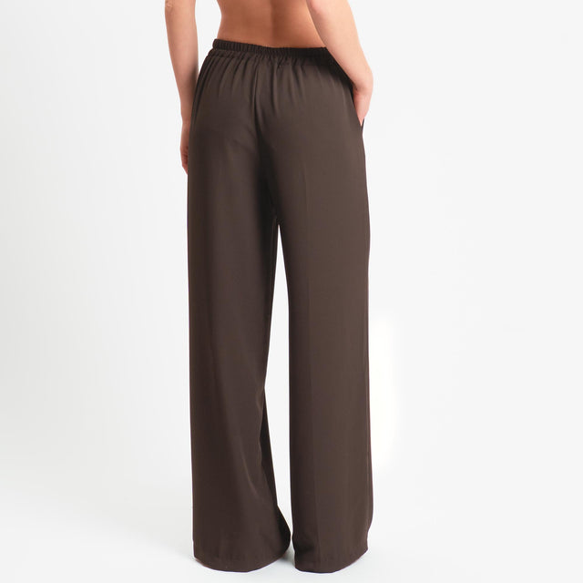 Zeroassoluto-Pantalone BELLE tessuto fluido - choco