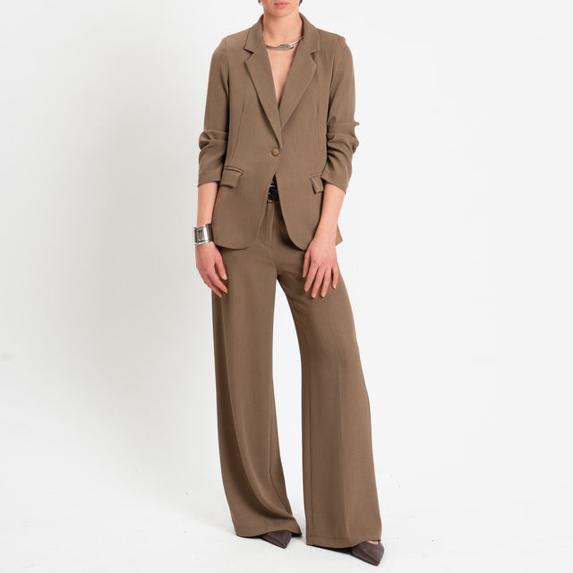 Zeroassoluto-Pantalone BENNY tessuto fluido crêpe - nocciola