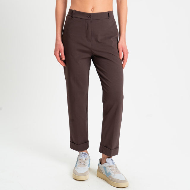 Zeroassoluto-Pantalone BETTY punto milano elastico - choco