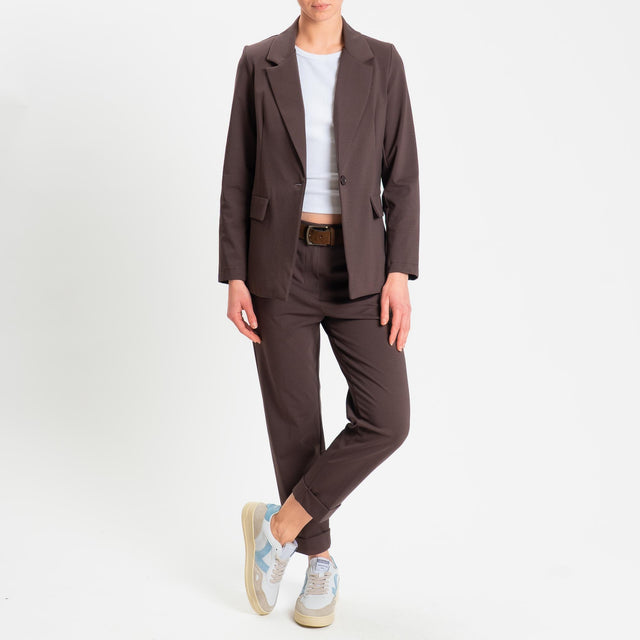 Zeroassoluto-Giacca JENNY punto milano 1 bottone- choco