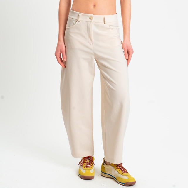 Zeroassoluto-Pantalone BONNY barrel punto milano - burro