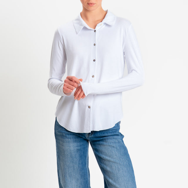Zeroassoluto-Camicia CARLY in jersey di viscosa elasticizzata - bianco
