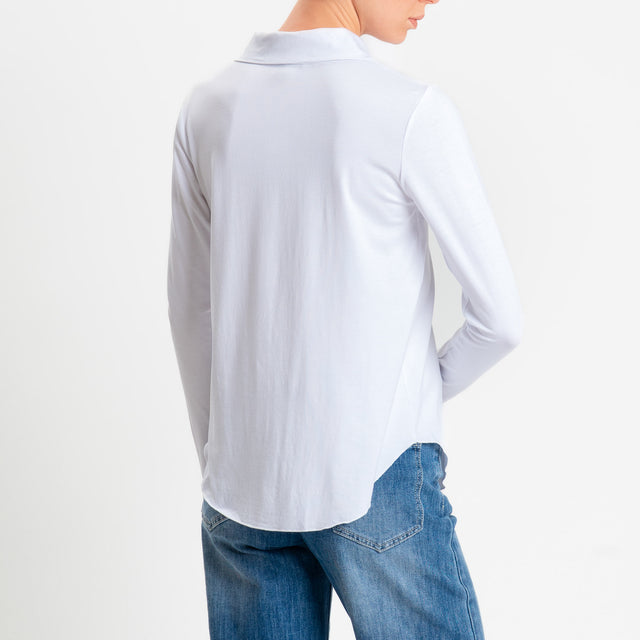 Zeroassoluto-Camicia CARLY in jersey di viscosa elasticizzata - bianco