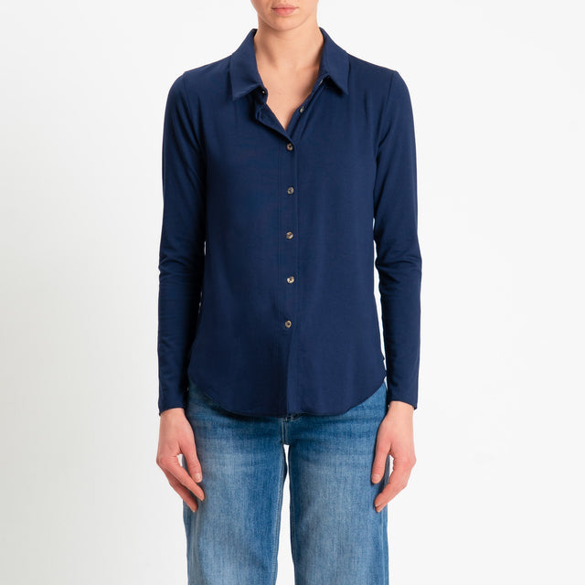 Zeroassoluto-Camicia CARLY in jersey di viscosa elasticizzata - blu