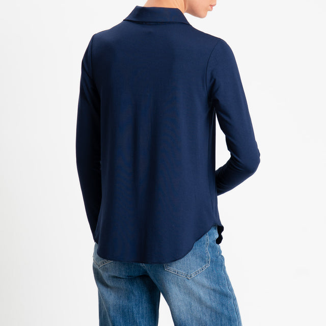 Zeroassoluto-Camicia CARLY in jersey di viscosa elasticizzata - blu