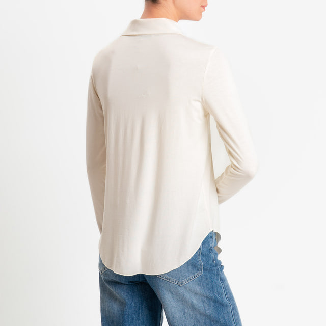 Zeroassoluto-Camicia CARLY in jersey di viscosa elasticizzata - burro
