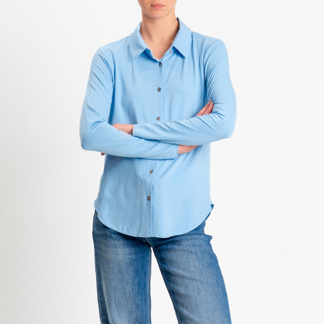 Zeroassoluto-Camicia CARLY in jersey di viscosa elasticizzata - cielo