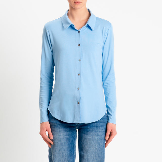 Zeroassoluto-Camicia CARLY in jersey di viscosa elasticizzata - cielo