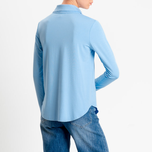 Zeroassoluto-Camicia CARLY in jersey di viscosa elasticizzata - cielo