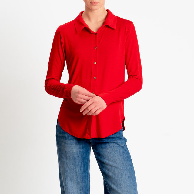 Zeroassoluto-Camicia CARLY in jersey di viscosa elasticizzata - lacca
