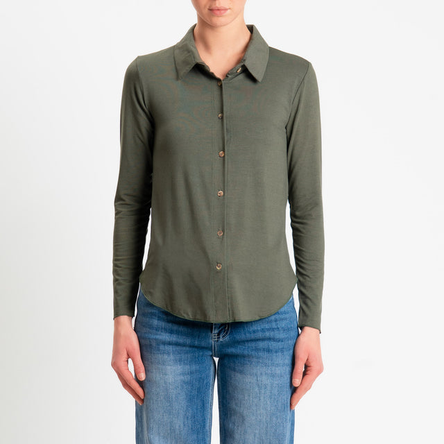 Zeroassoluto-Camicia CARLY in jersey di viscosa elasticizzata - militare