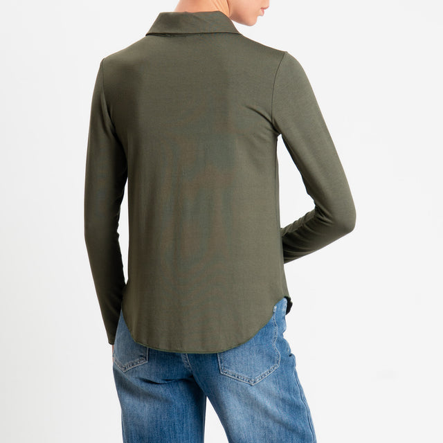 Zeroassoluto-Camicia CARLY in jersey di viscosa elasticizzata - militare