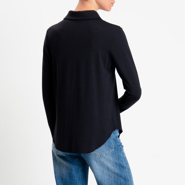 Zeroassoluto-Camicia CARLY in jersey di viscosa elasticizzata - nero