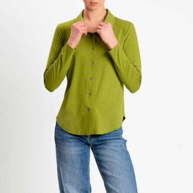Zeroassoluto-Camicia CARLY in jersey di viscosa elasticizzata - pistacchio