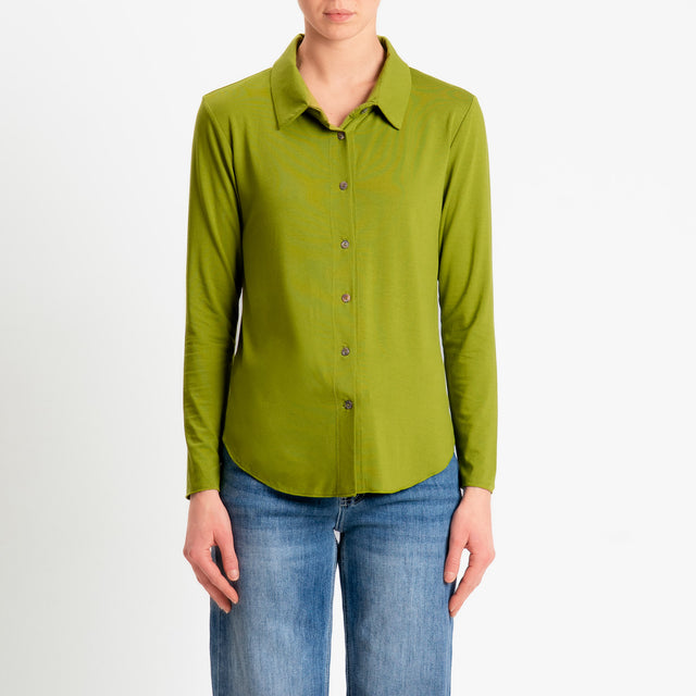 Zeroassoluto-Camicia CARLY in jersey di viscosa elasticizzata - pistacchio