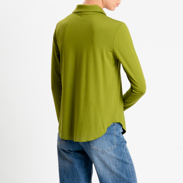 Zeroassoluto-Camicia CARLY in jersey di viscosa elasticizzata - pistacchio