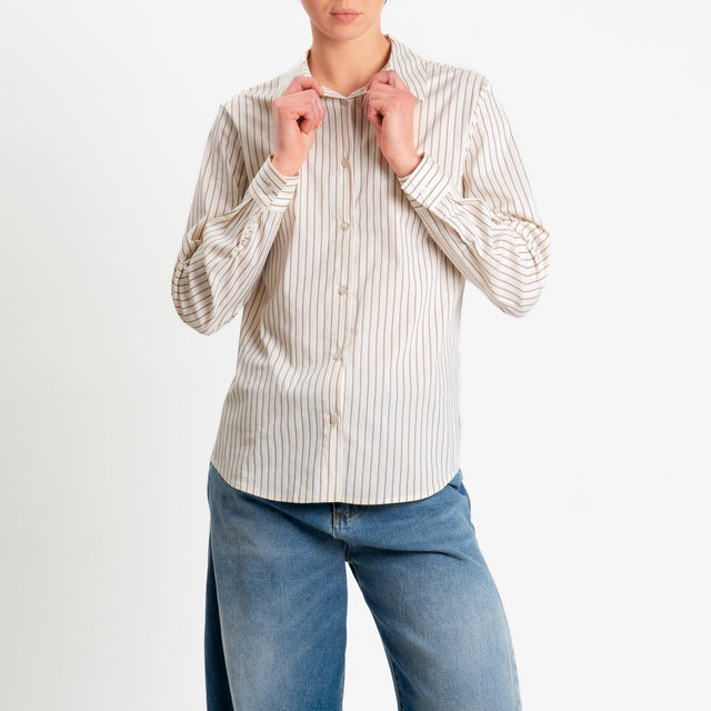 Zeroassoluto-Camicia regular fit - righe burro/cuoio