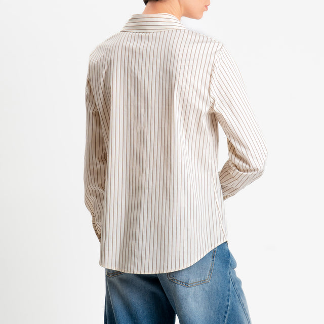 Zeroassoluto-Camicia regular fit - righe burro/cuoio
