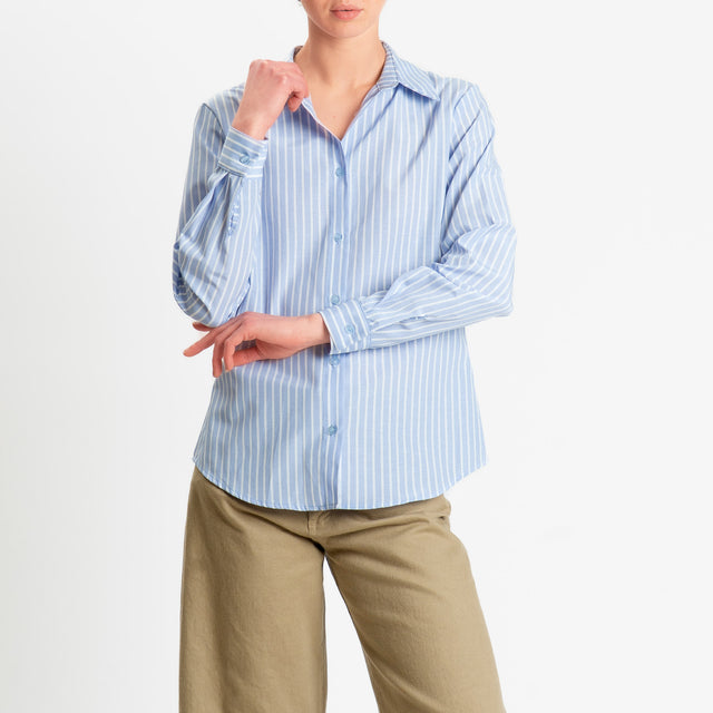 Zeroassoluto-Camicia regular fit - righe celeste/bianco