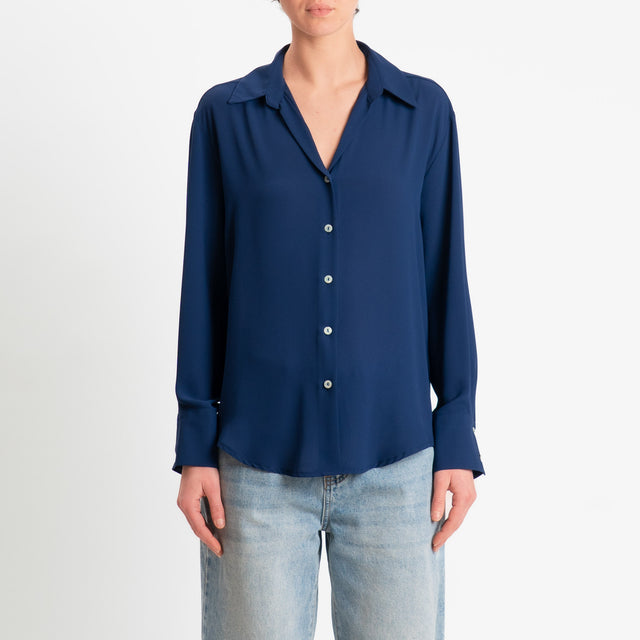 Zeroassoluto-Camicia CLAY MANO SETA - blu