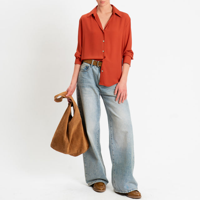 Zeroassoluto-Camicia CLAY MANO SETA - brick