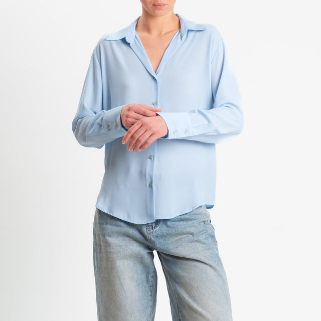 Zeroassoluto-Camicia CLAY MANO SETA - celeste