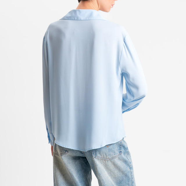 Zeroassoluto-Camicia CLAY MANO SETA - celeste