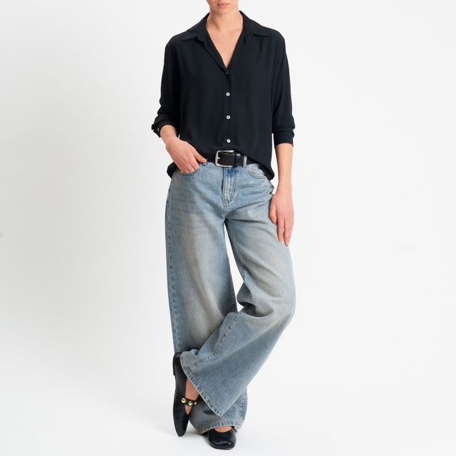 Zeroassoluto-Camicia CLAY MANO SETA - nero