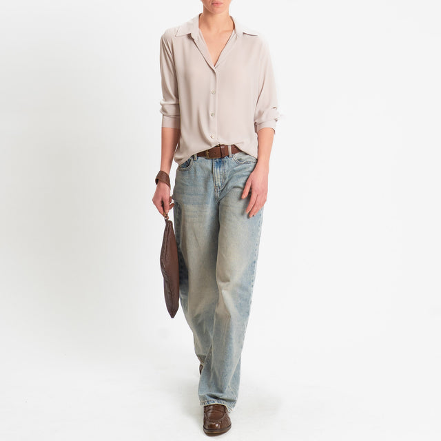 Zeroassoluto-Camicia CLAY MANO SETA - stone