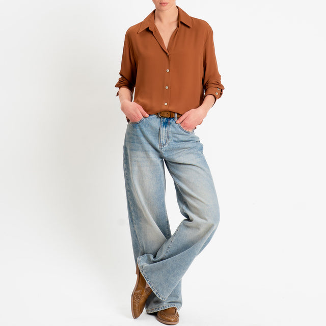 Zeroassoluto-Camicia CLAY MANO SETA - sughero